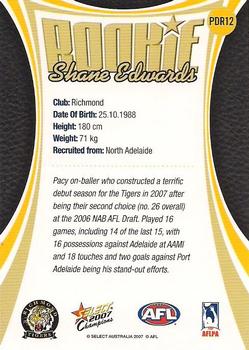 2007 Select AFL Champions Signature Series - Predictor Draft Rookies #PRC12 Shane Edwards Back